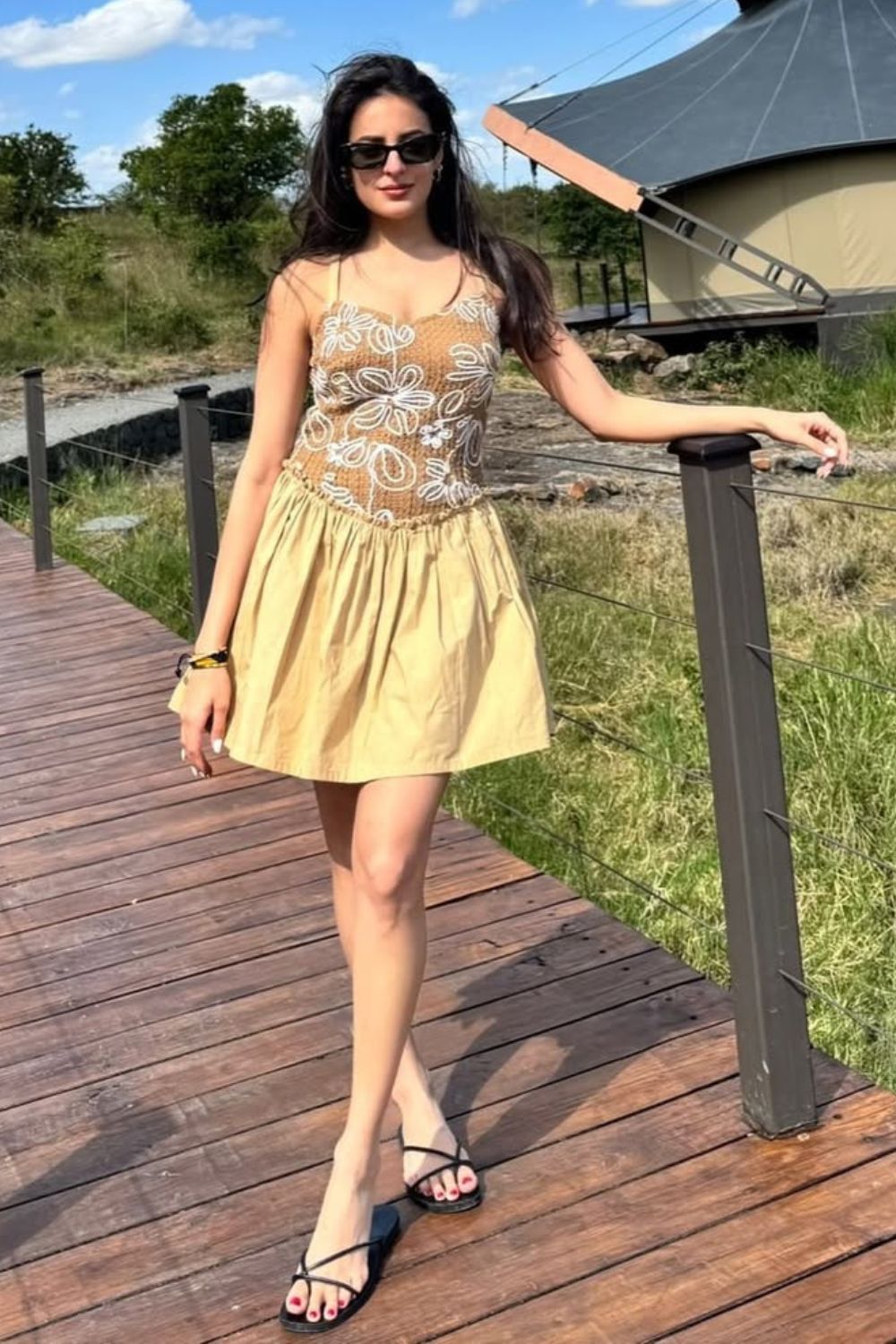 Tarini Manchanda In Our Palma Sundower Short Dress