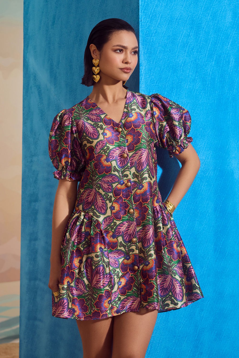 Paisley Purple Short Dress