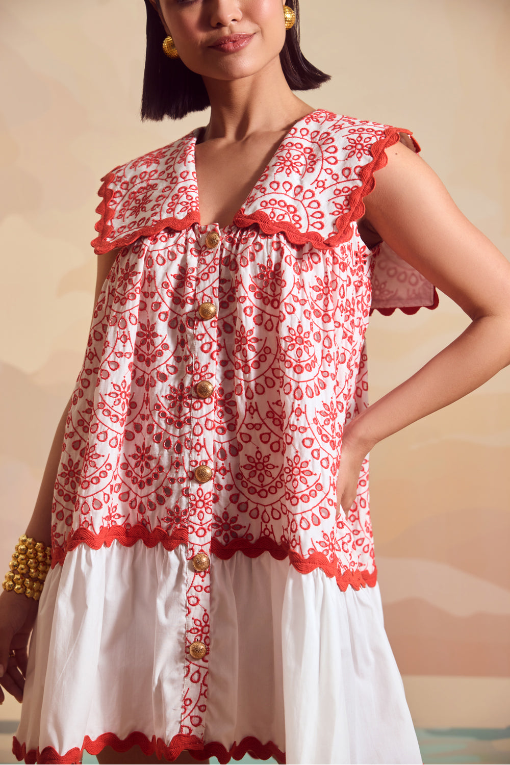 Red Schiffli Sailor Dress