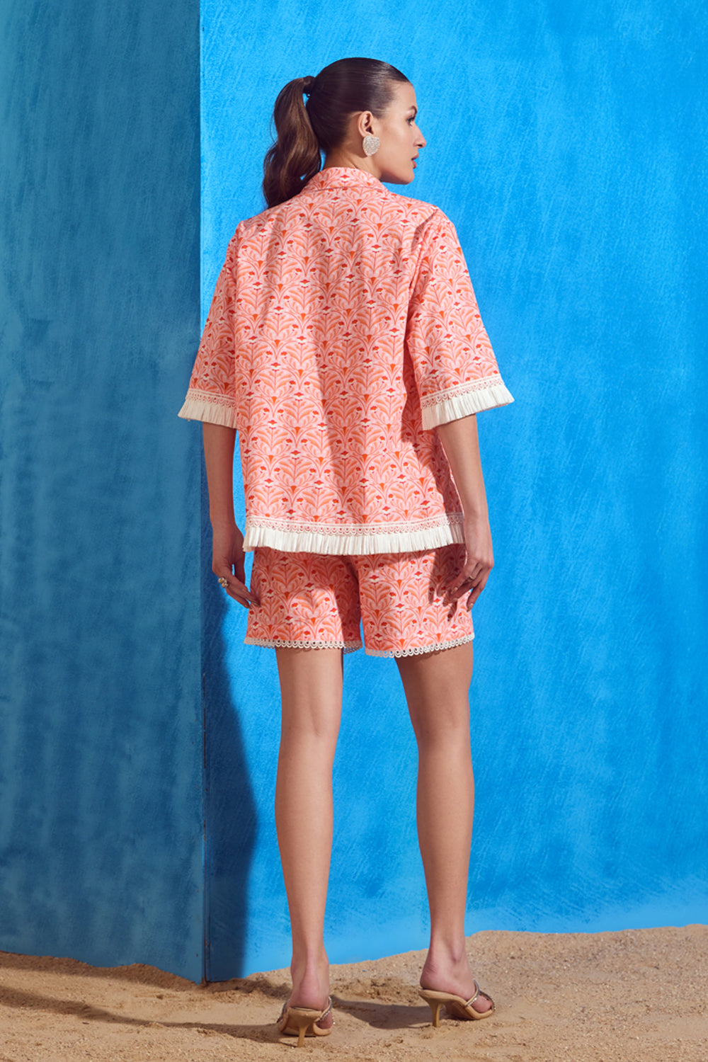 Peach Floral Short Set