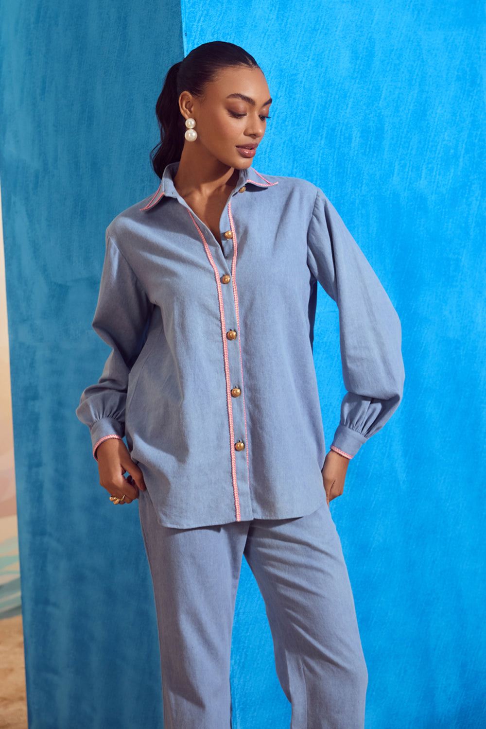 Boutique Denim Shirt and Pant Set
