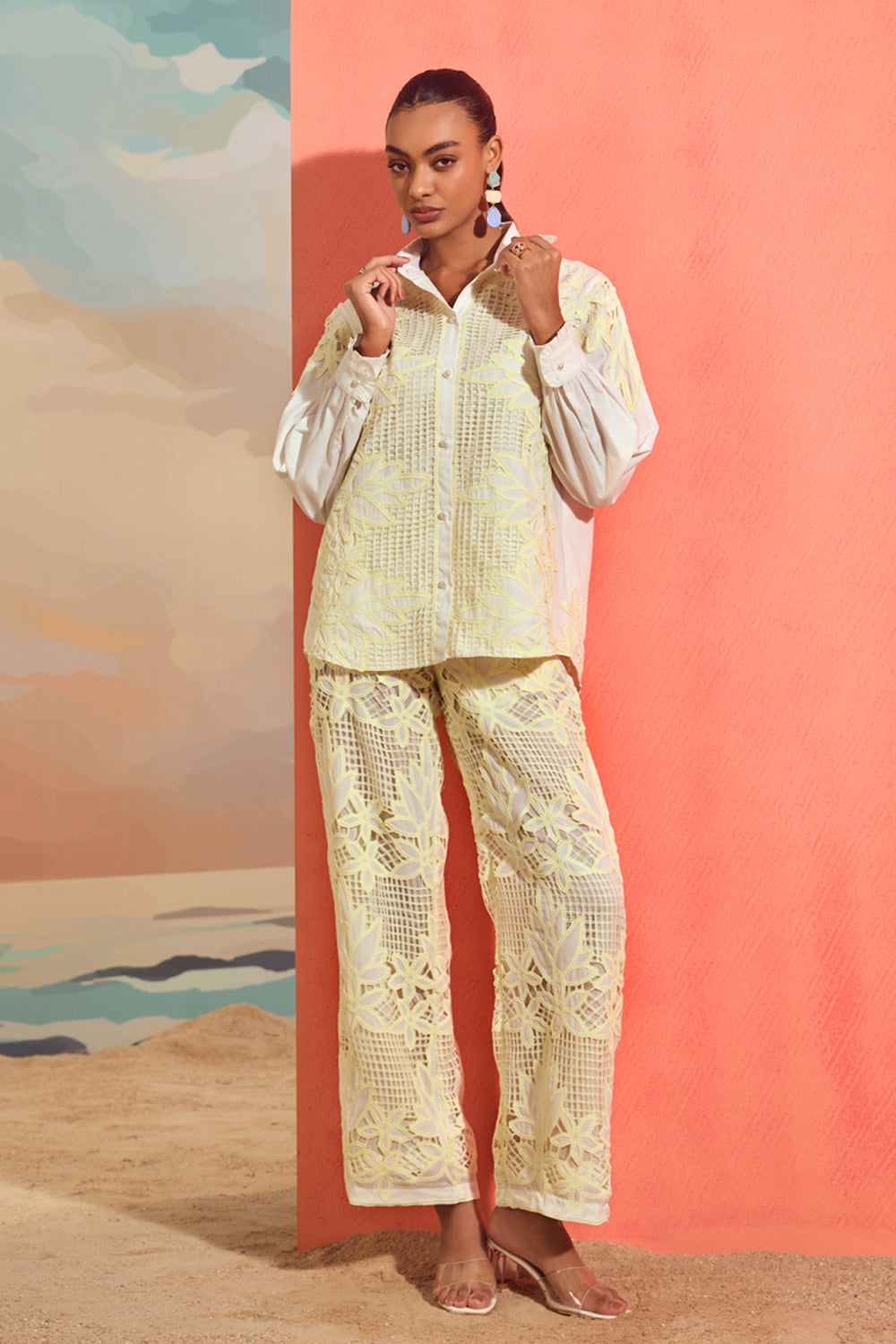 Cutwork Georgette and Cotton Shirt