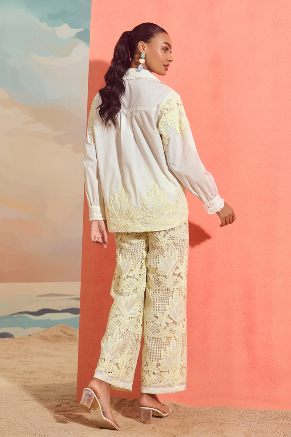 Cutwork Georgette Flared Pants