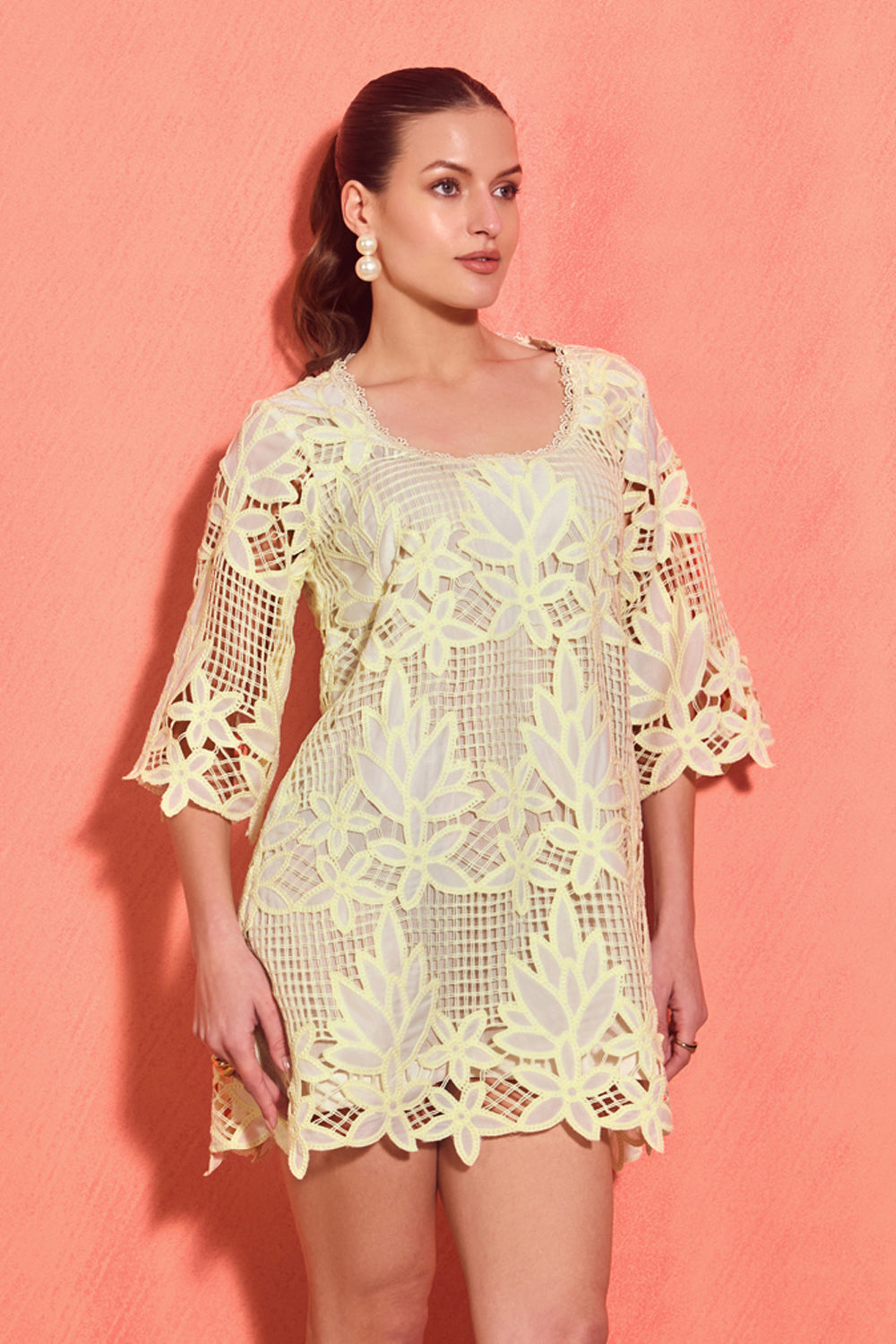 Cutwork Georgette Short Dress
