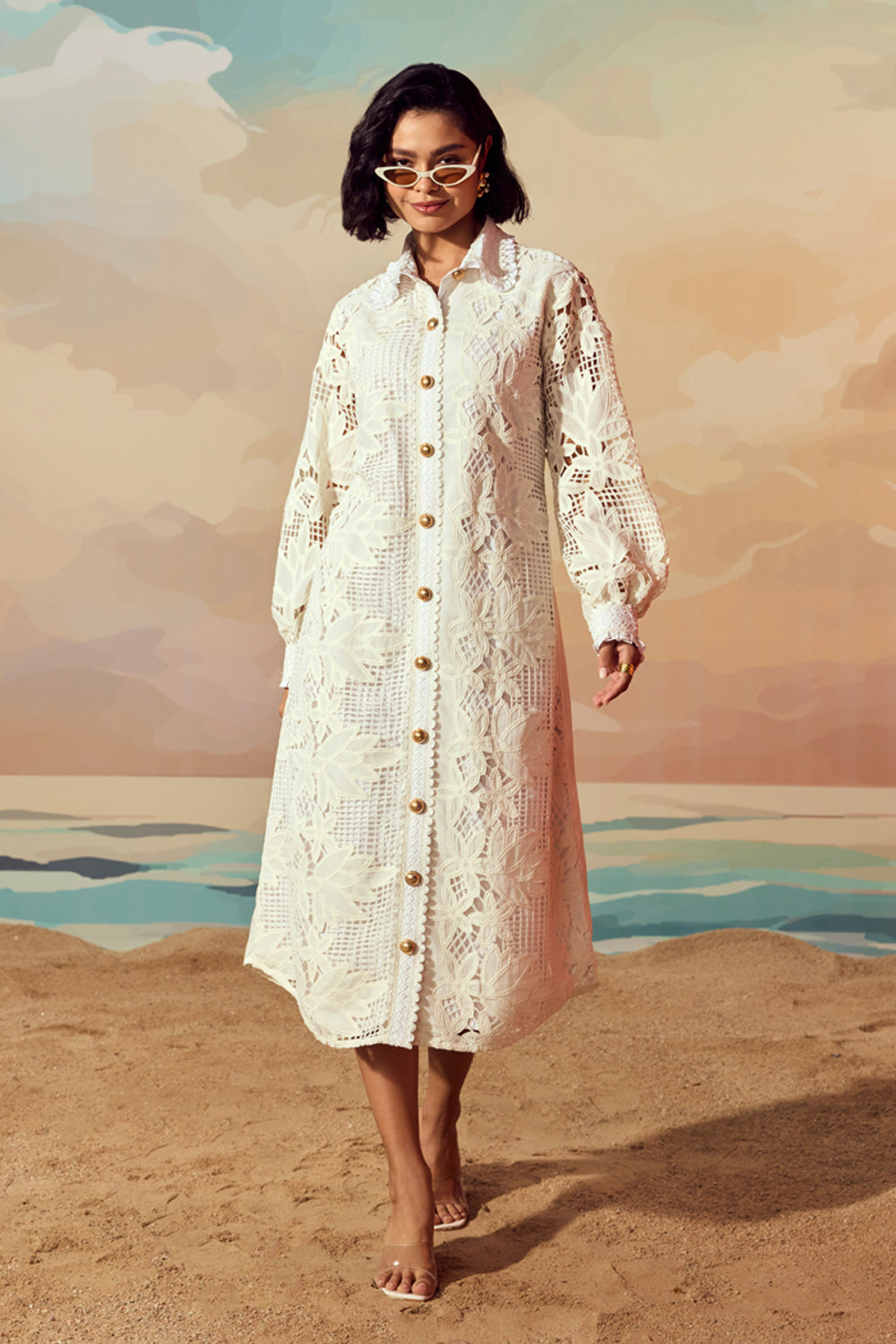 Cutwork Georgette Shirt Dress