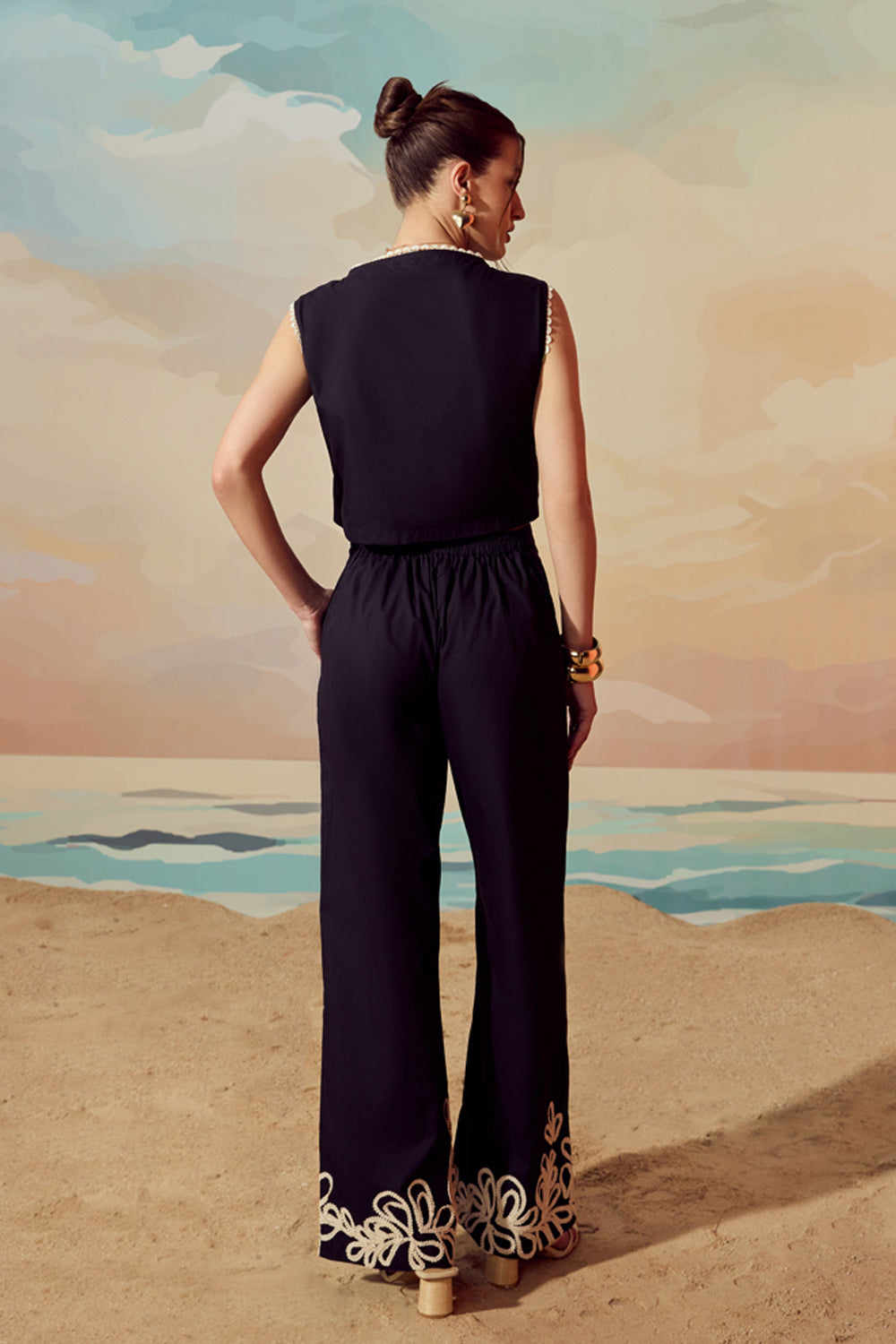 Black Cording Vest Set