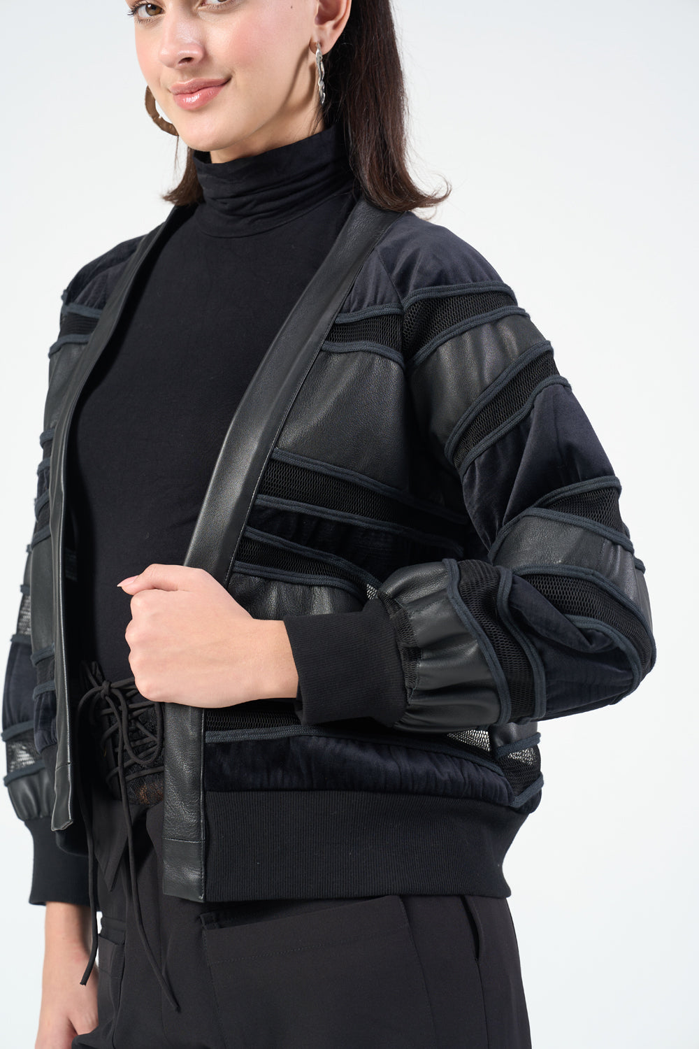 Raven Leather Bomber Jacket