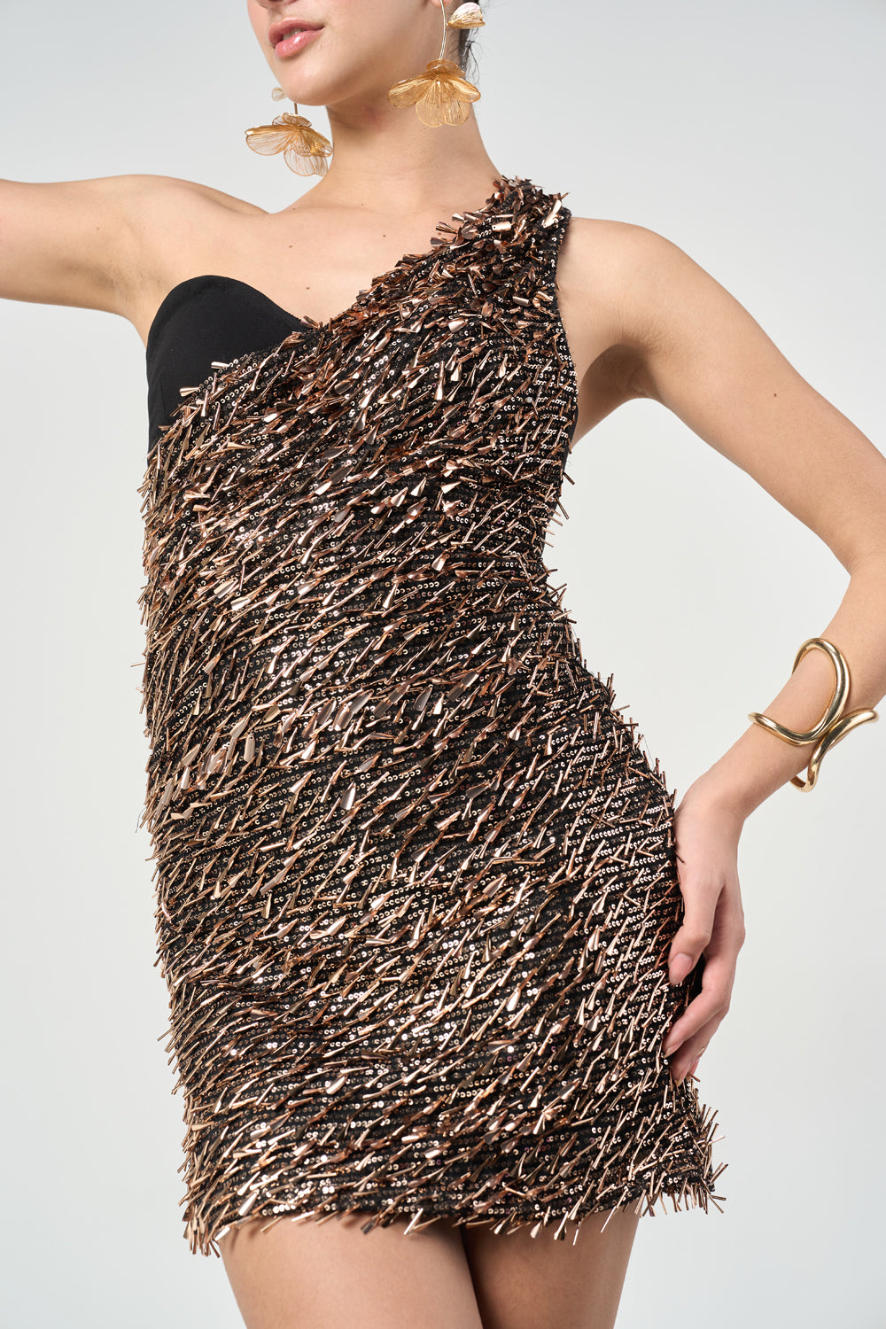 Champagne One Shoulder Dress