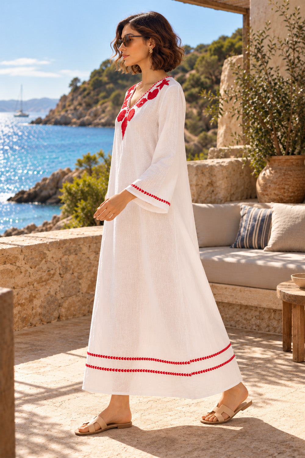 Ivory Bloom Embroidered Maxi Dress