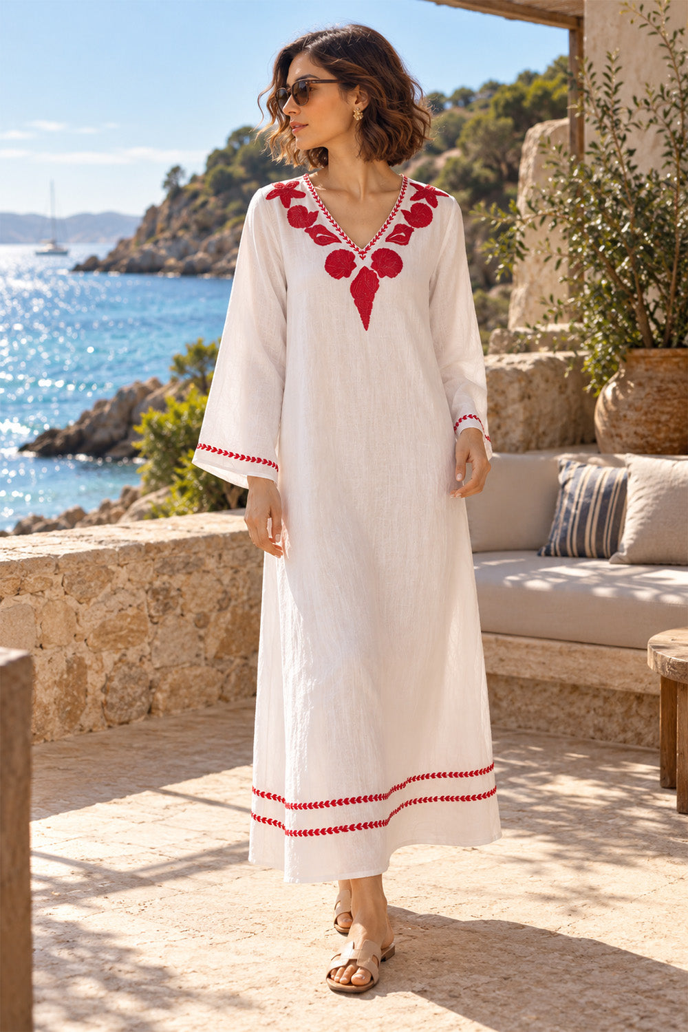 Ivory Bloom Embroidered Maxi Dress