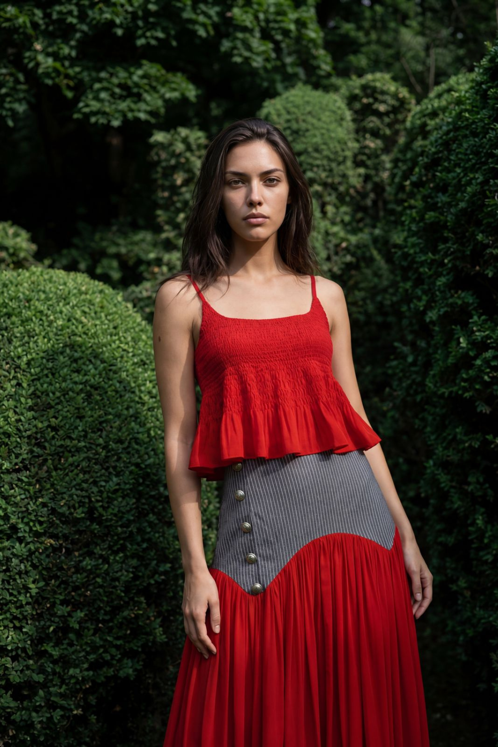 Luna Red Maxi Skirt Set