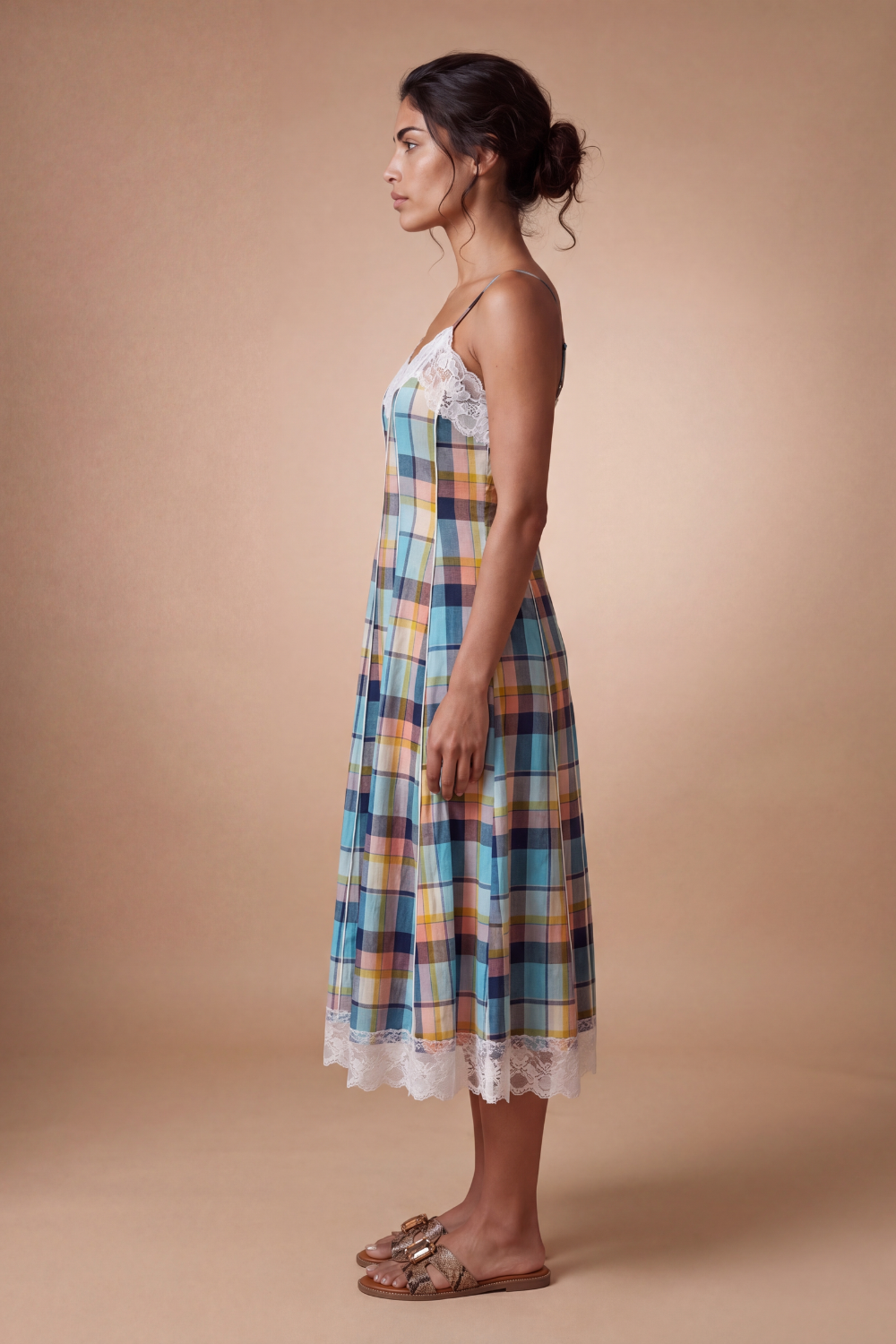 Pastel Plaid Midi Dress