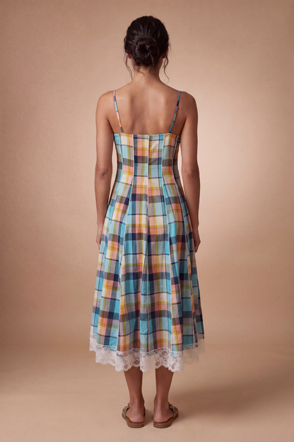 Pastel Plaid Midi Dress