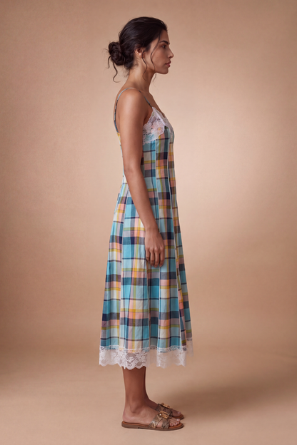 Pastel Plaid Midi Dress