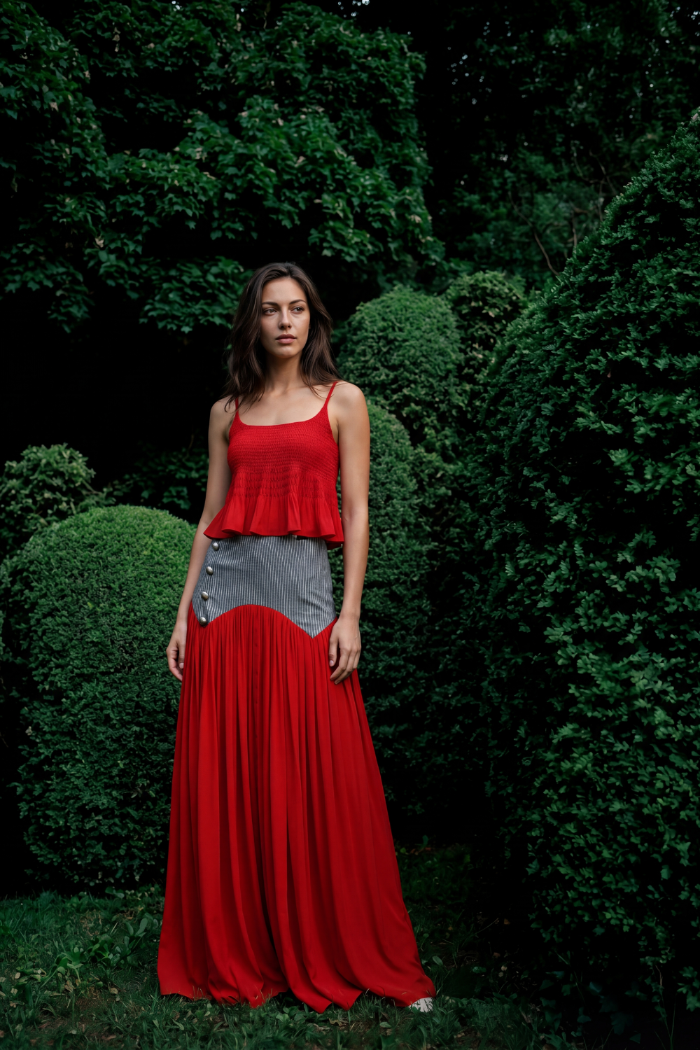 Luna Red Maxi Skirt Set
