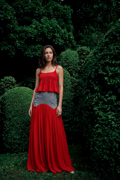 Luna Red Maxi Skirt Set