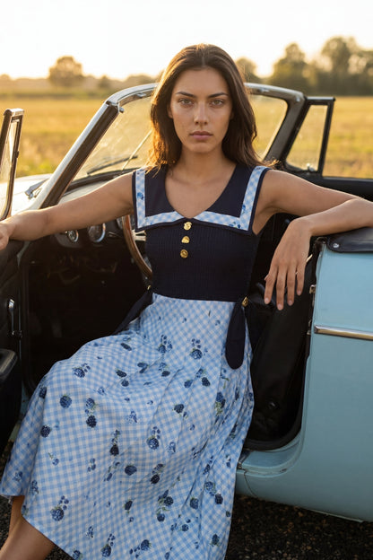 Navy Harbor  Midi Dress