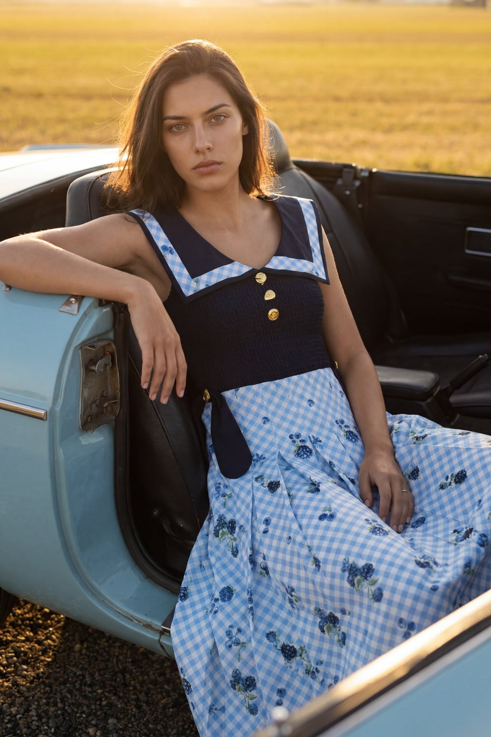 Navy Harbor  Midi Dress