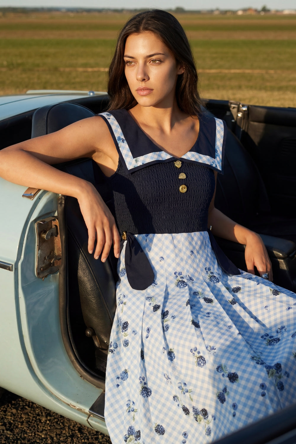 Navy Harbor  Midi Dress