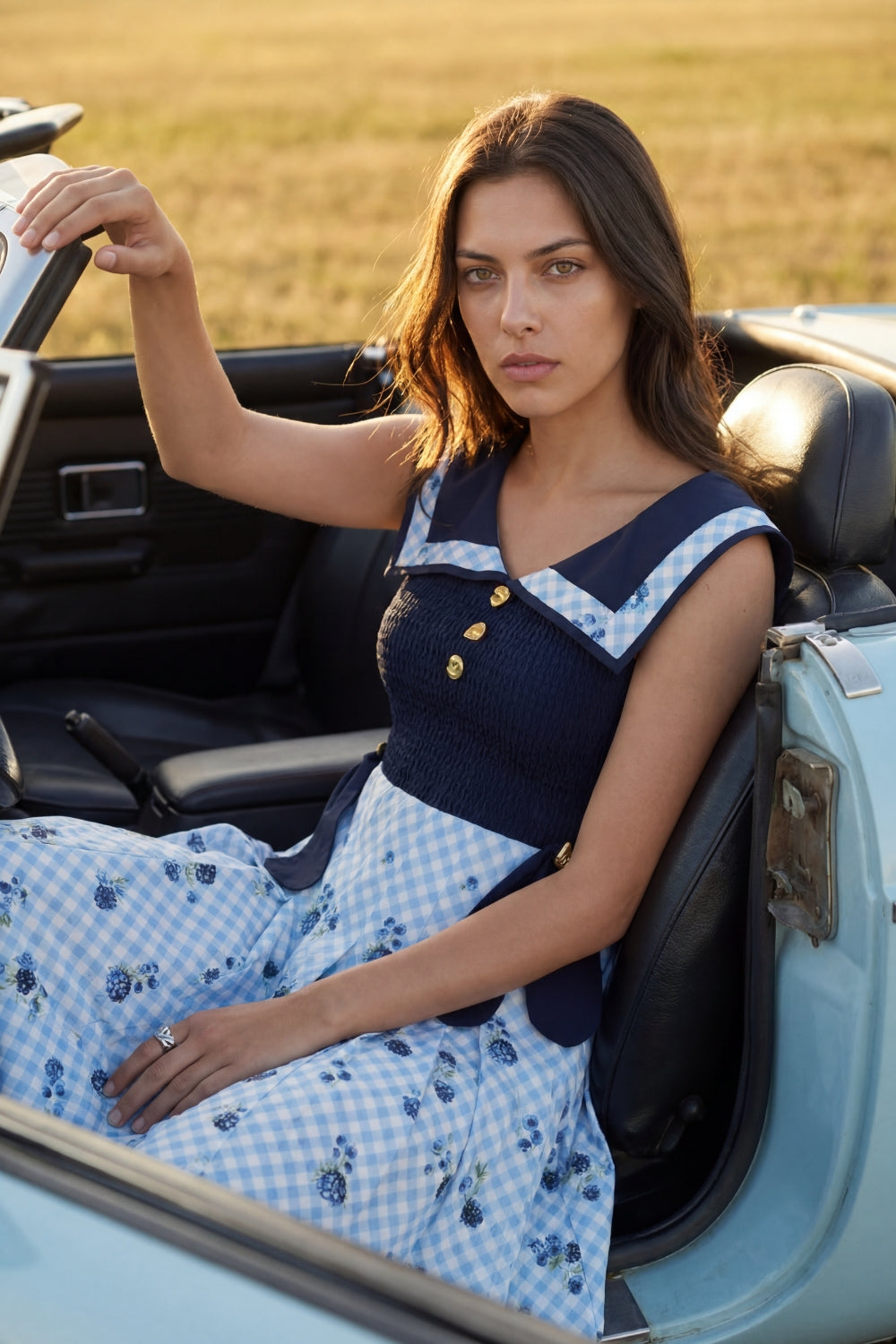 Navy Harbor  Midi Dress