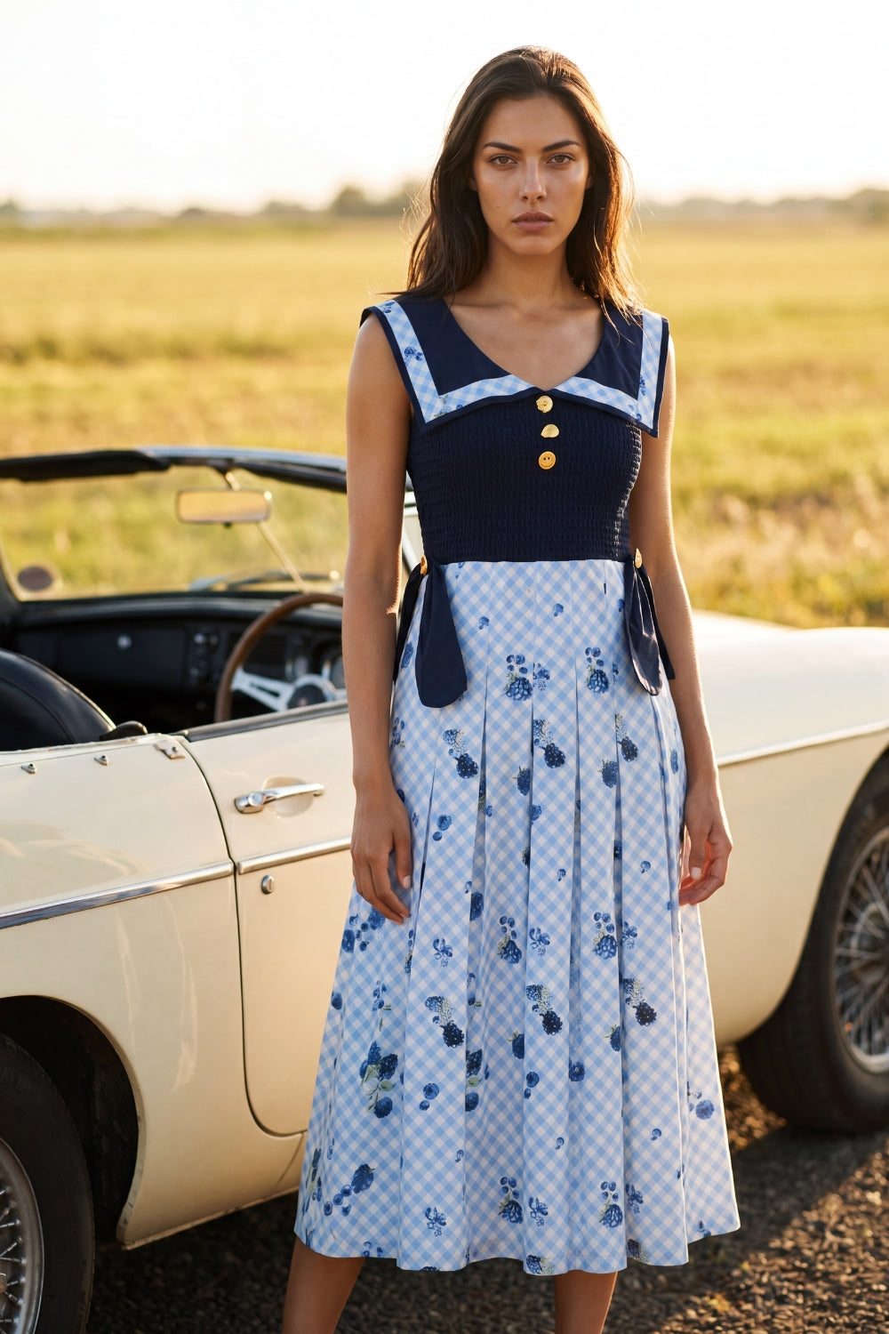 Navy Harbor Midi Dress