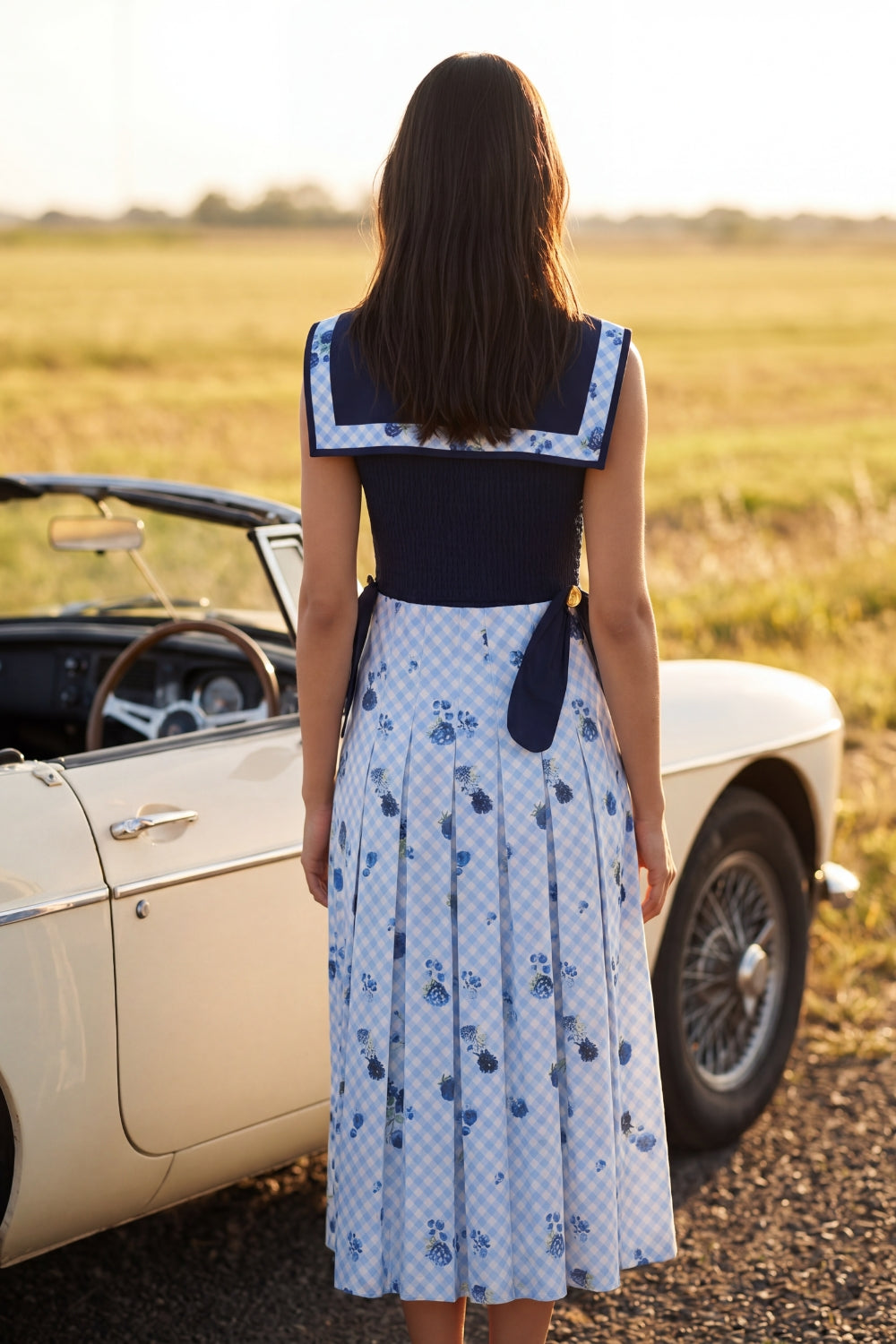 Navy Harbor  Midi Dress