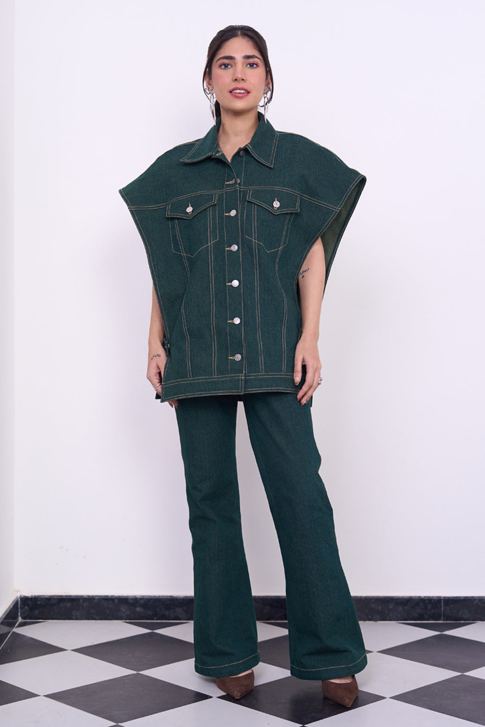 Oversized Teal Denim Co-ord Set