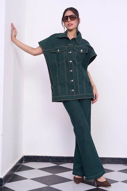 Oversized Teal Denim Co-ord Set