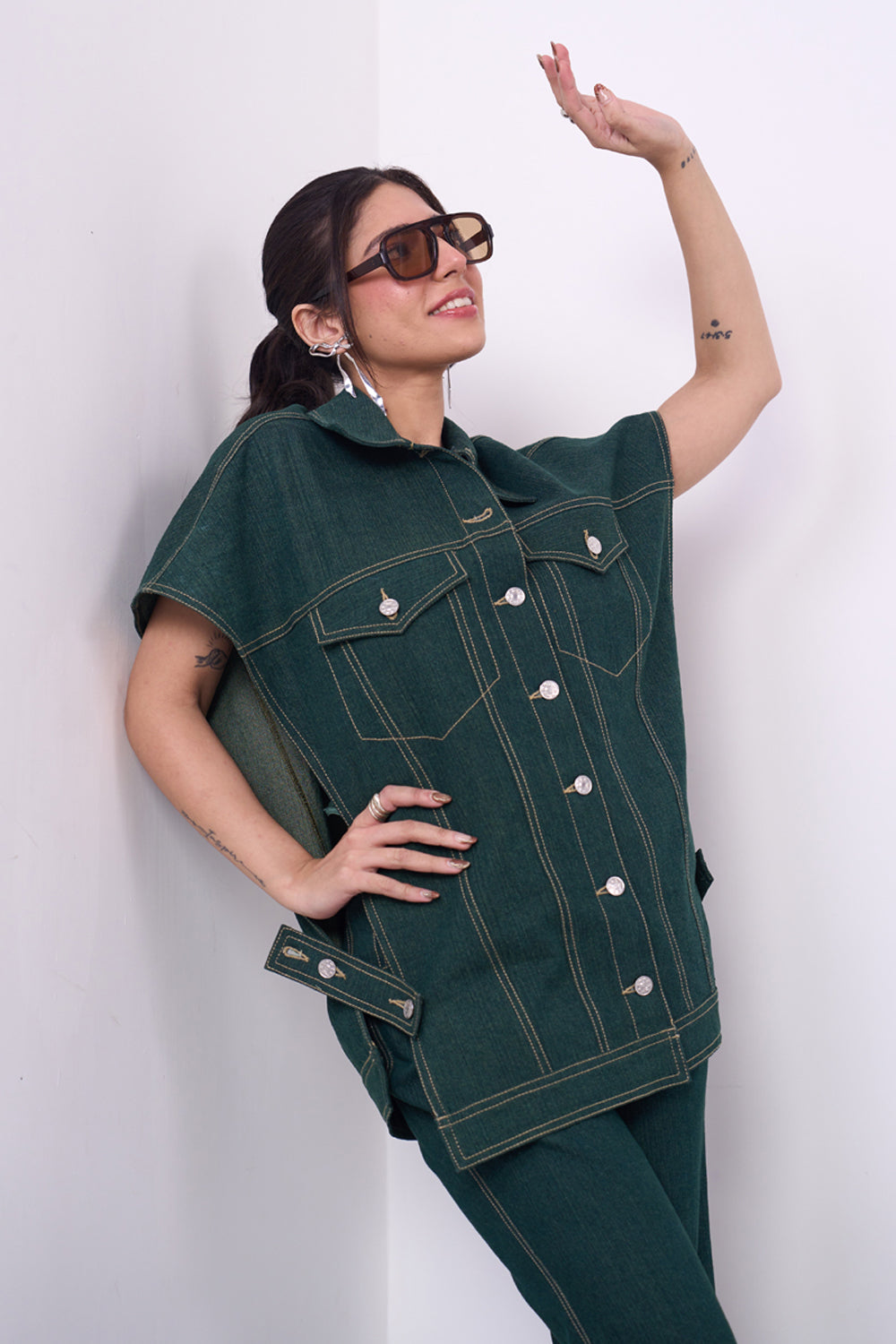 Oversized Teal Denim Co-ord Set