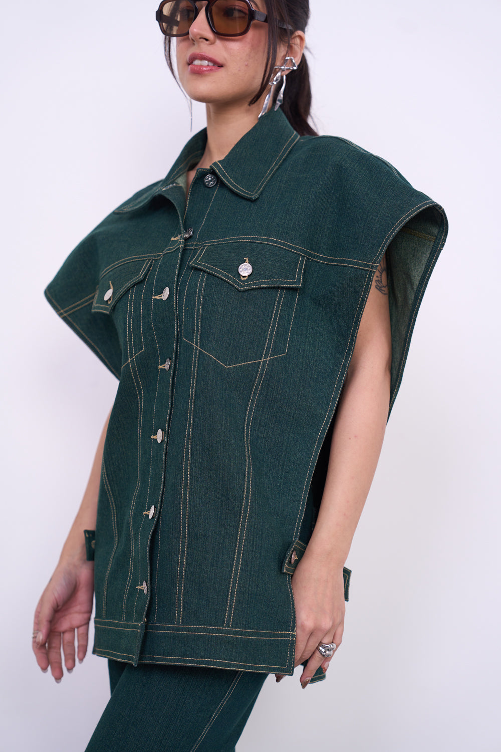 Oversized Teal Denim Co-ord Set