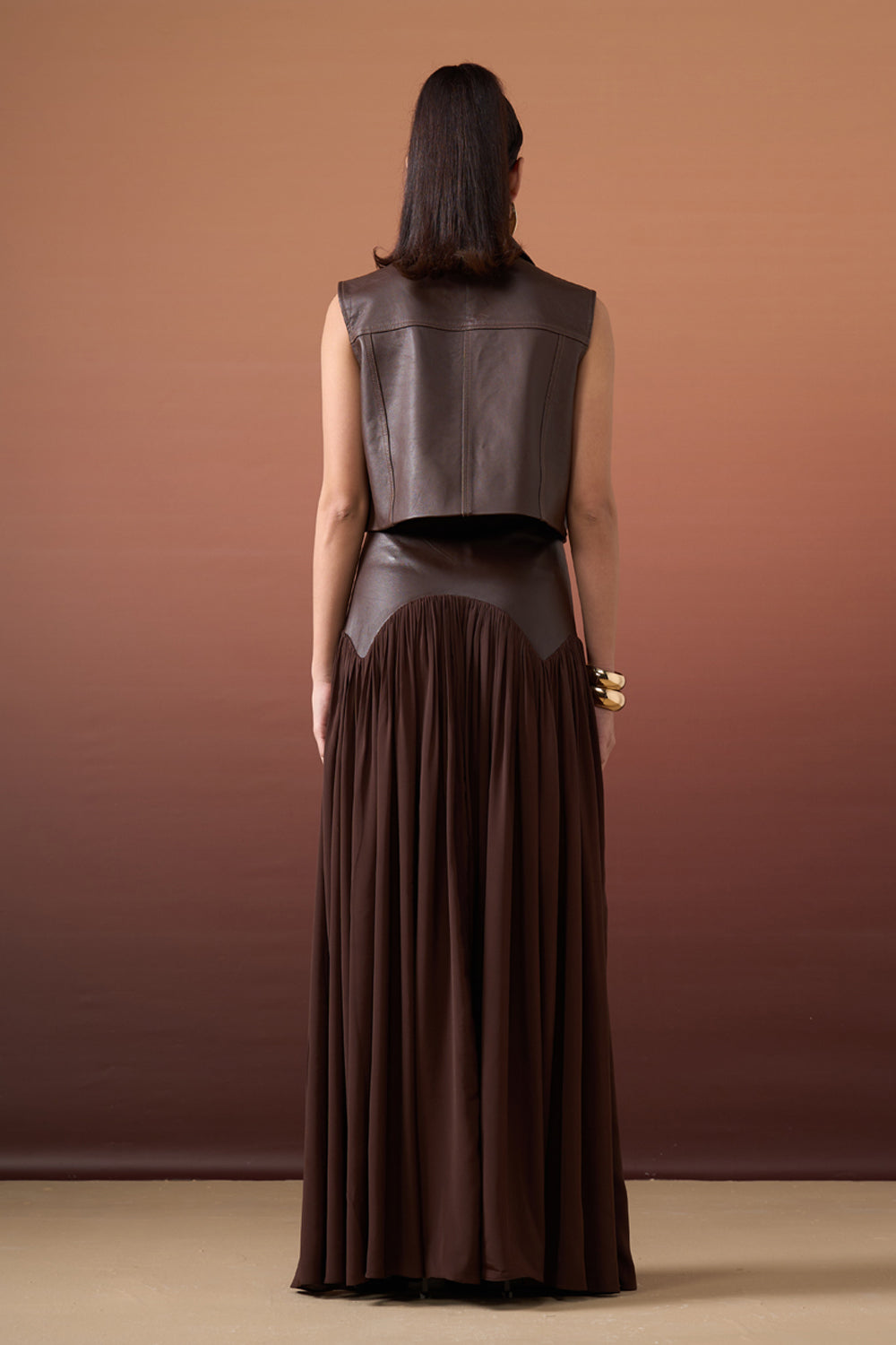 Cocoa Leather Skirt Set
