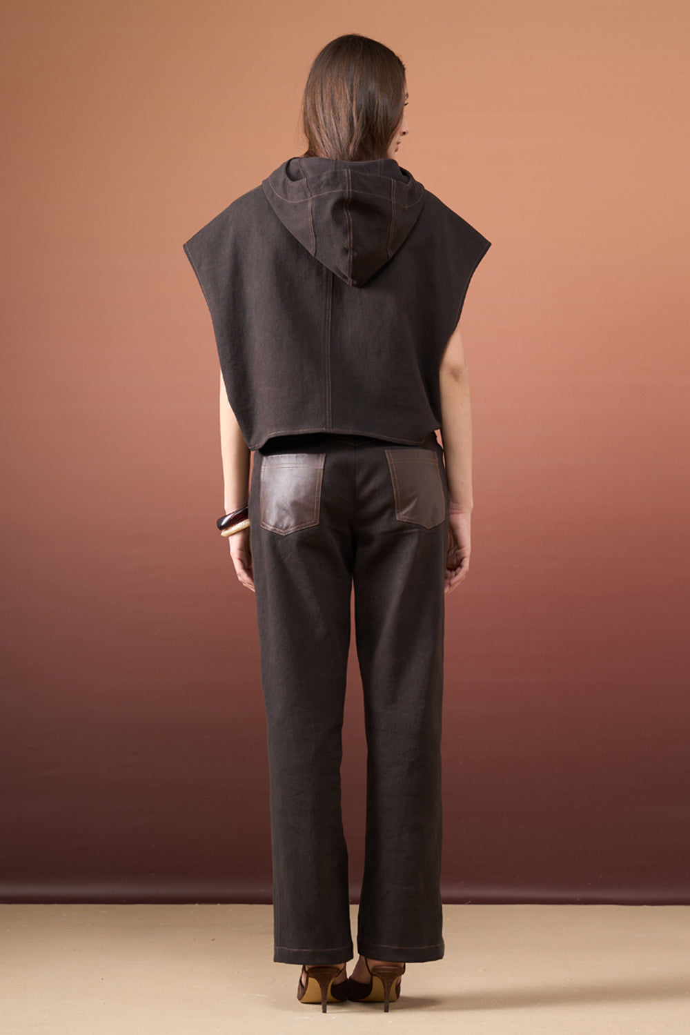 Brown Hoodie Denim Set