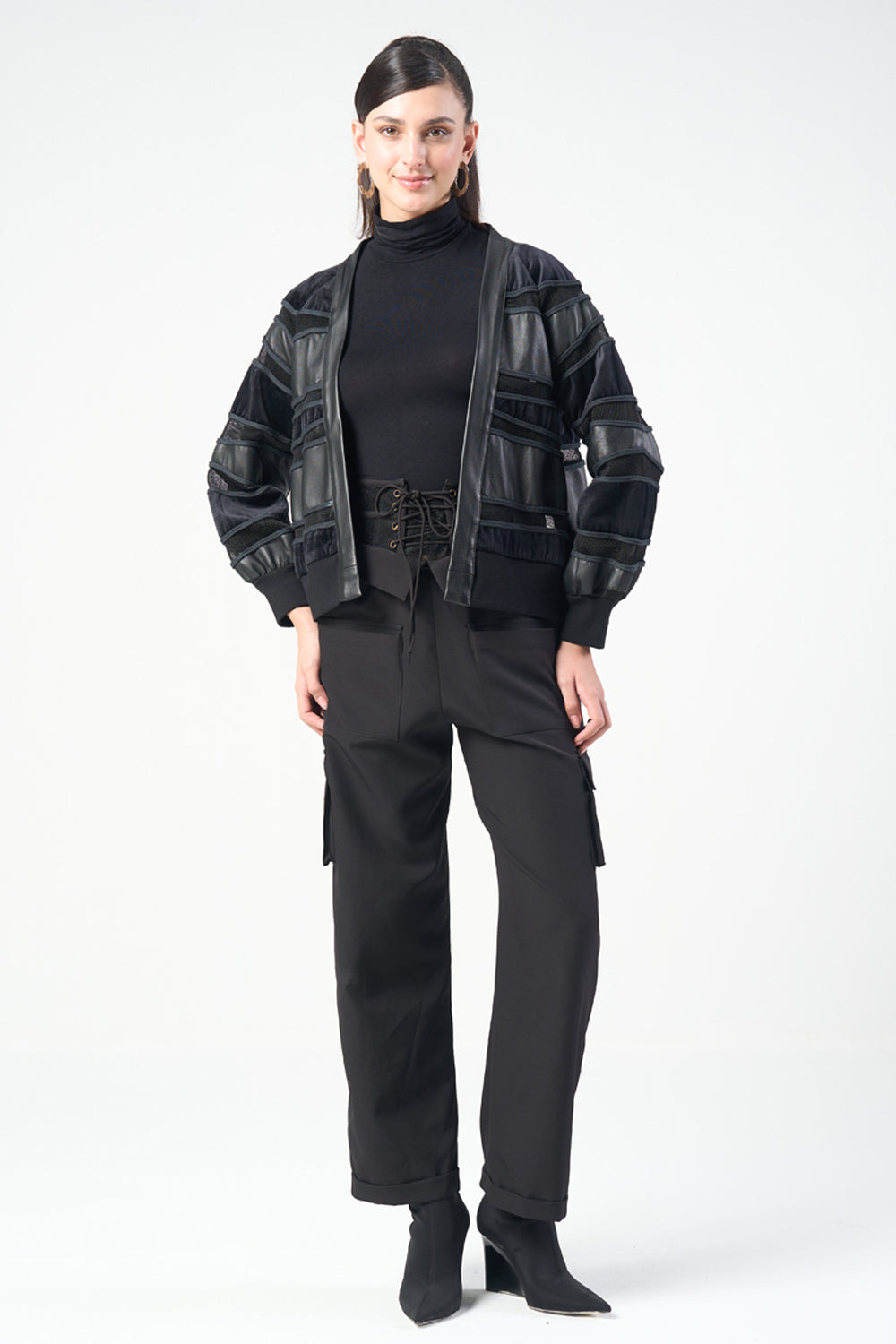 Raven Leather Bomber Jacket