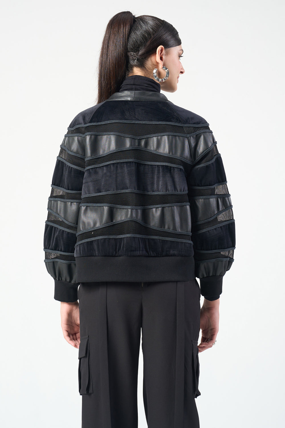 Raven Leather Bomber Jacket