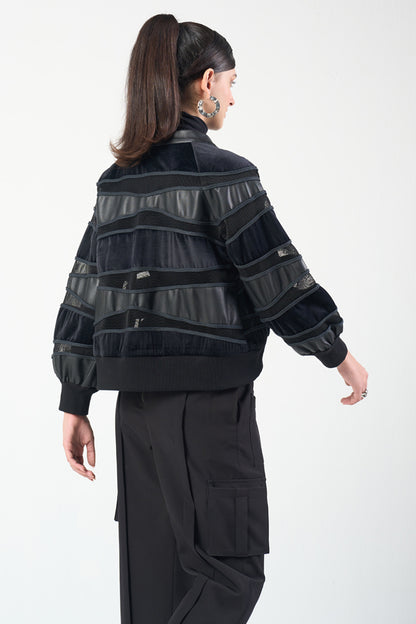 Raven Leather Bomber Jacket