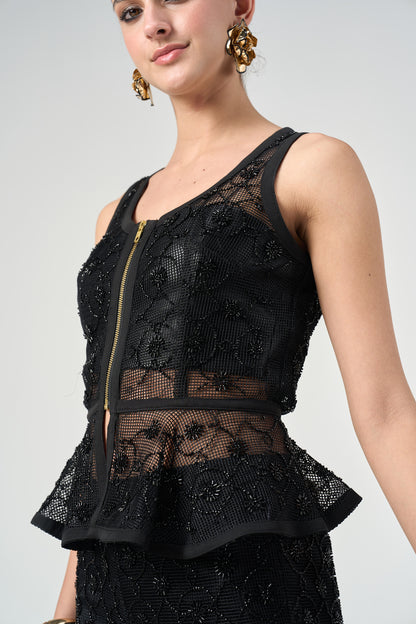 Kesiha Mesh Peplum Set