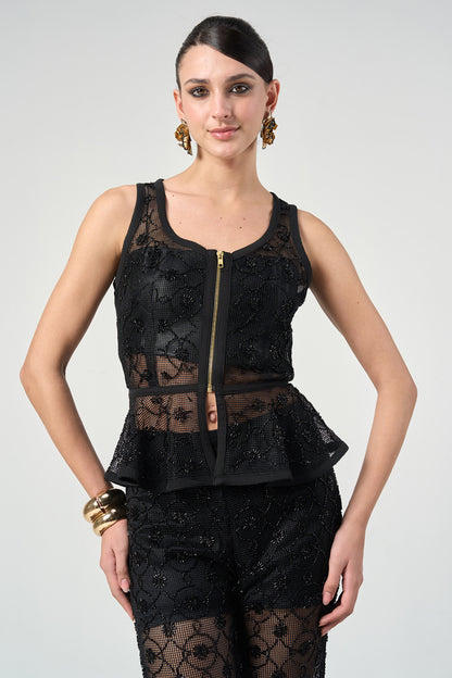 Kesiha Mesh Peplum Set