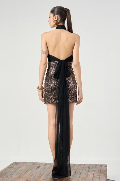Champagne Drape Midi Dress