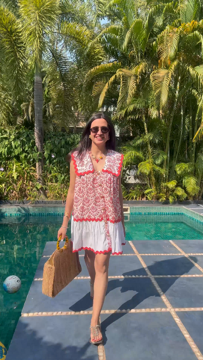 MITALI WADHWA IN OUR RED SCHIFFLI SAILOR DRESS