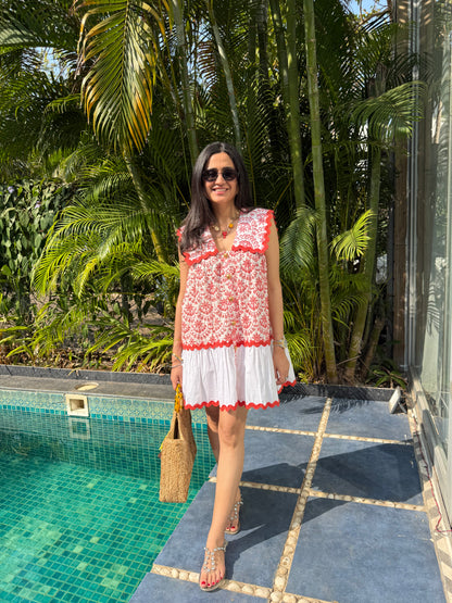 MITALI WADHWA IN OUR RED SCHIFFLI SAILOR DRESS